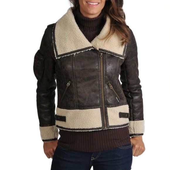 Members Only Jackets & Blazers - NWT Members Only Maddy Faux Shearling Flgt Jacket